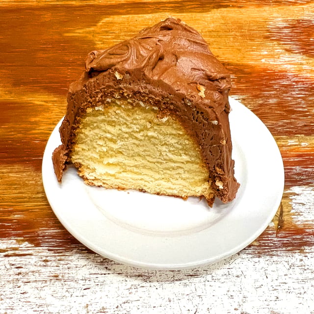 Vanilla Pound Cake with Milk Chocolate Icing.
